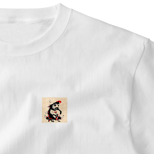 うまうまポップコーン Embroidered T-Shirt