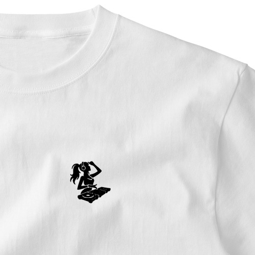 ハッピーガール DJ シルエットver. Embroidered T-Shirt