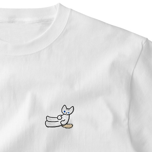ひるね 白猫 Embroidered T-Shirt