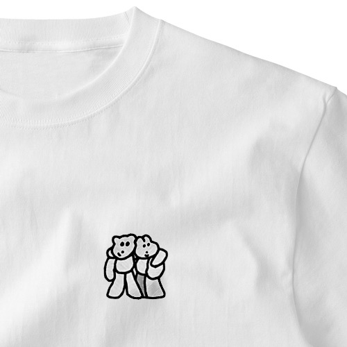 肩を組むふたり Embroidered T-Shirt