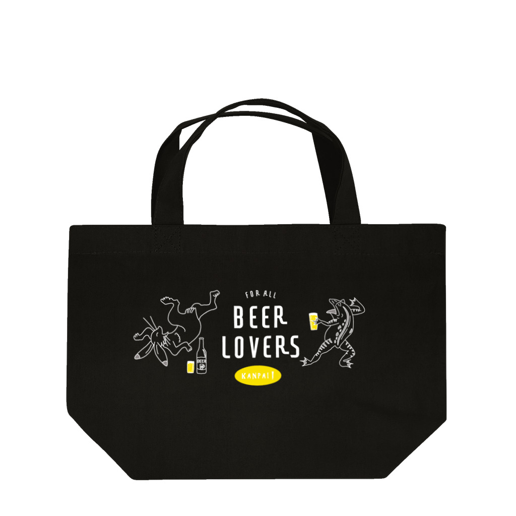 ビールとアート TM-3 Designの名画 × BEER（鳥獣戯画・すべてのビール好きのために）白線画 Lunch Tote Bag