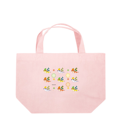 レオパと柑橘類【黒文字ver】 Lunch Tote Bag