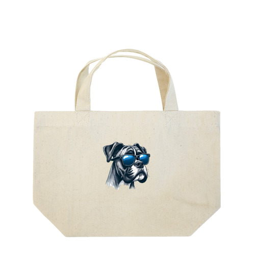 青いサングラスのボクサー犬 ランチトートバッグ