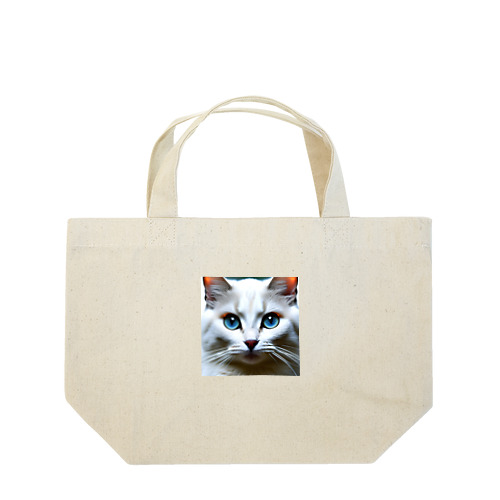 かわいい白猫のイラストグッズ Lunch Tote Bag