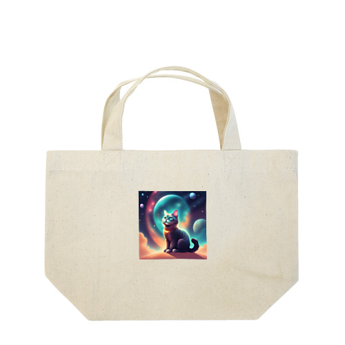 宇宙に居る猫のイラストグッズ Lunch Tote Bag