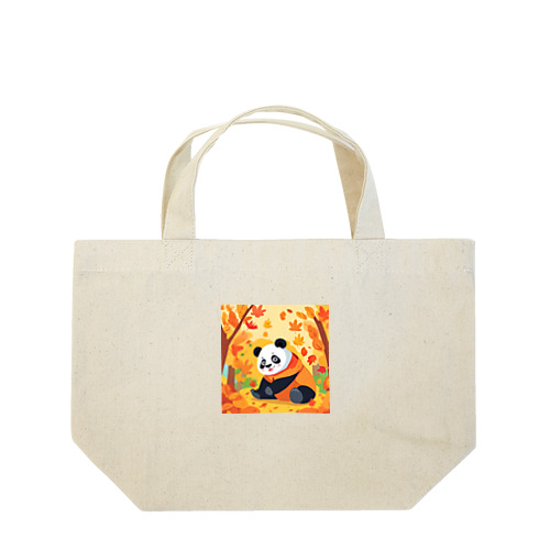 紅葉を楽しむパンダのイラストグッズ Lunch Tote Bag