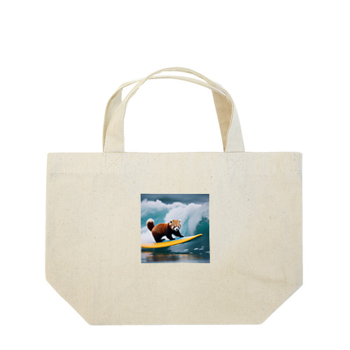 サーフィンをするレッサーパンダ Lunch Tote Bag