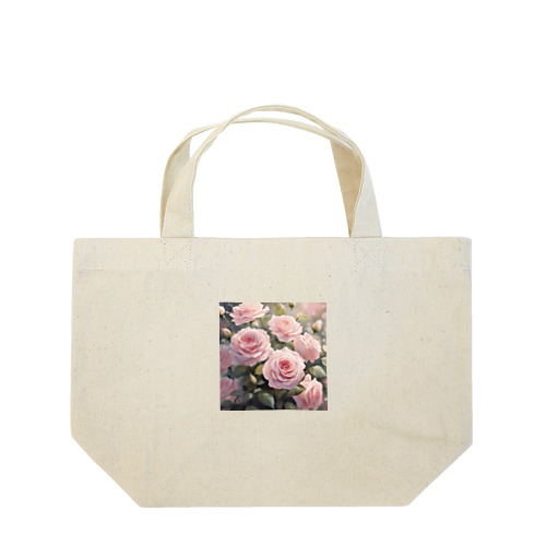 ペールピンクのバラの花束 ランチトートバッグ