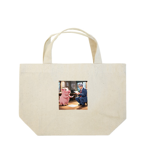 顧客に提案書を送るミニブタ Lunch Tote Bag