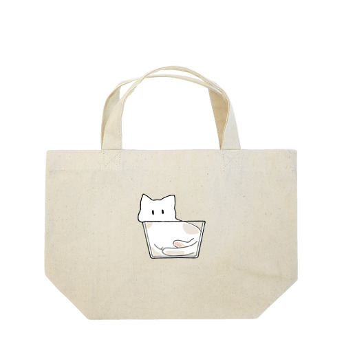 ねこは液体【白猫】 Lunch Tote Bag