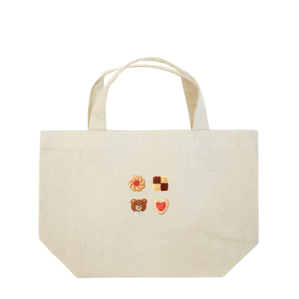 hamonihamoniのビーズ刺繍のくまちゃんとクッキー Lunch Tote Bag