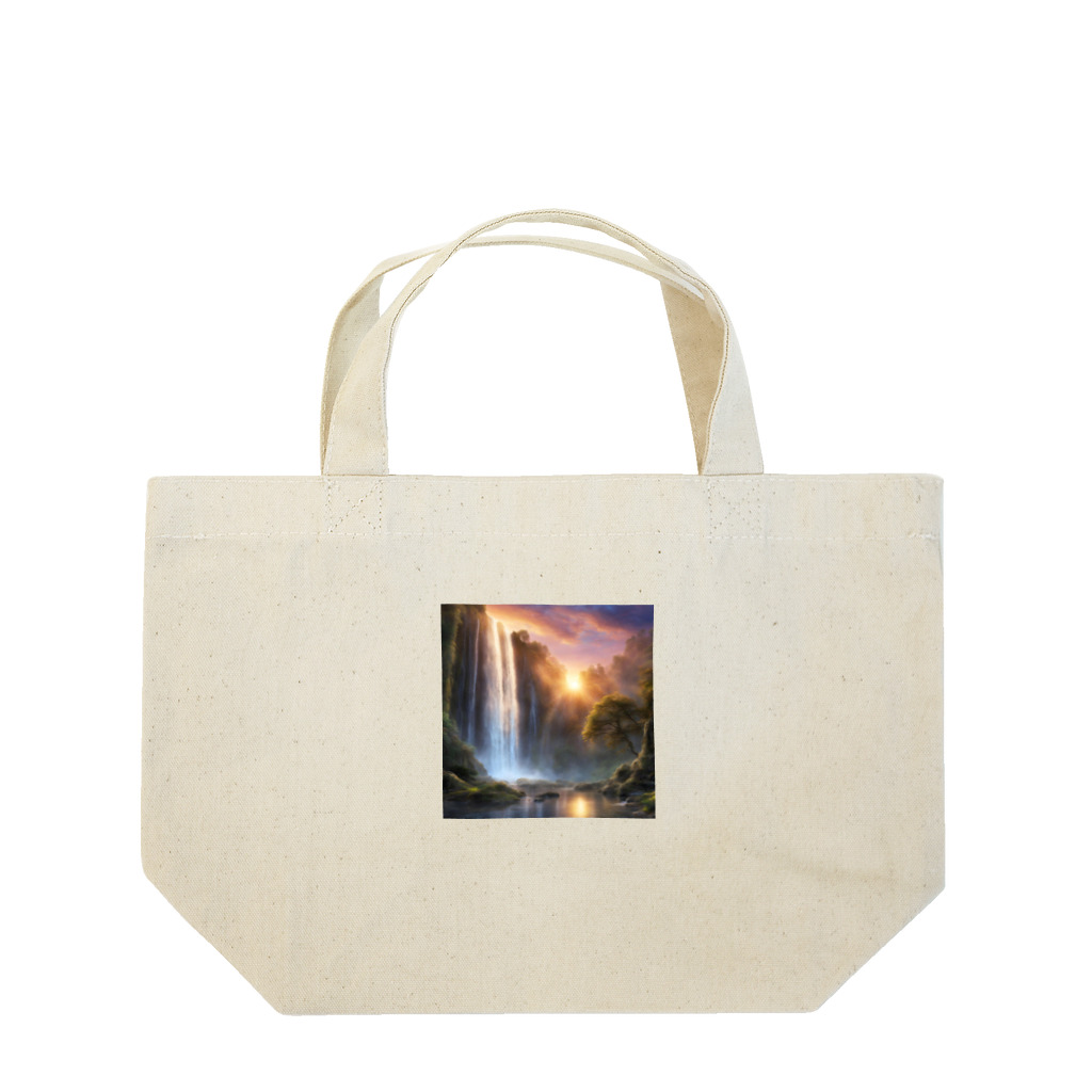 vectoの夕日と滝 Lunch Tote Bag