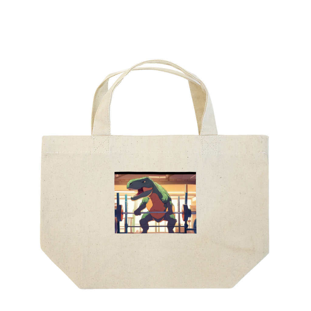 yo_yo_0903の筋トレをする恐竜 Lunch Tote Bag