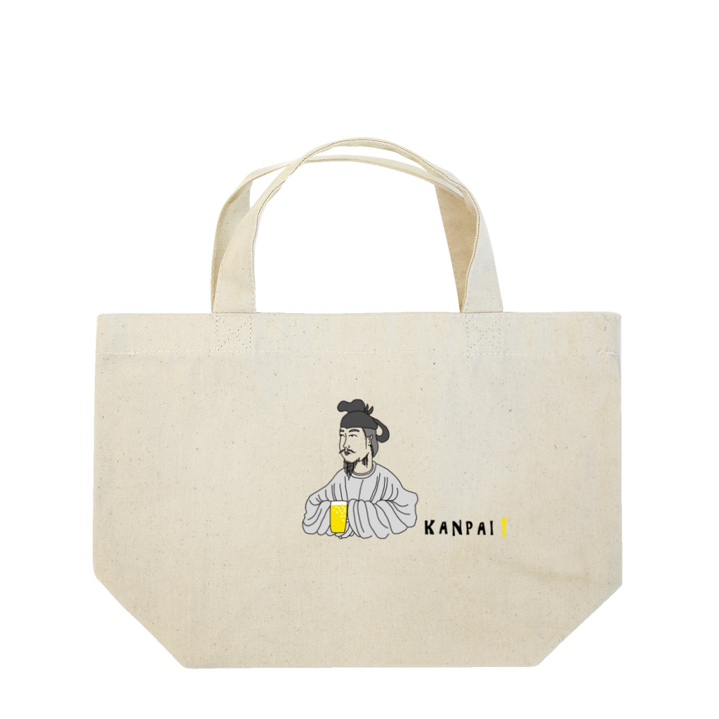 ビールとアート TM-3 Designの偉人 × BEER（聖徳太子）黒線画 Lunch Tote Bag