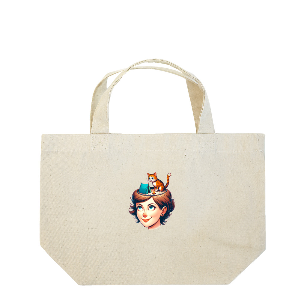 EseCAMPのキャンプ猫シリーズ Lunch Tote Bag