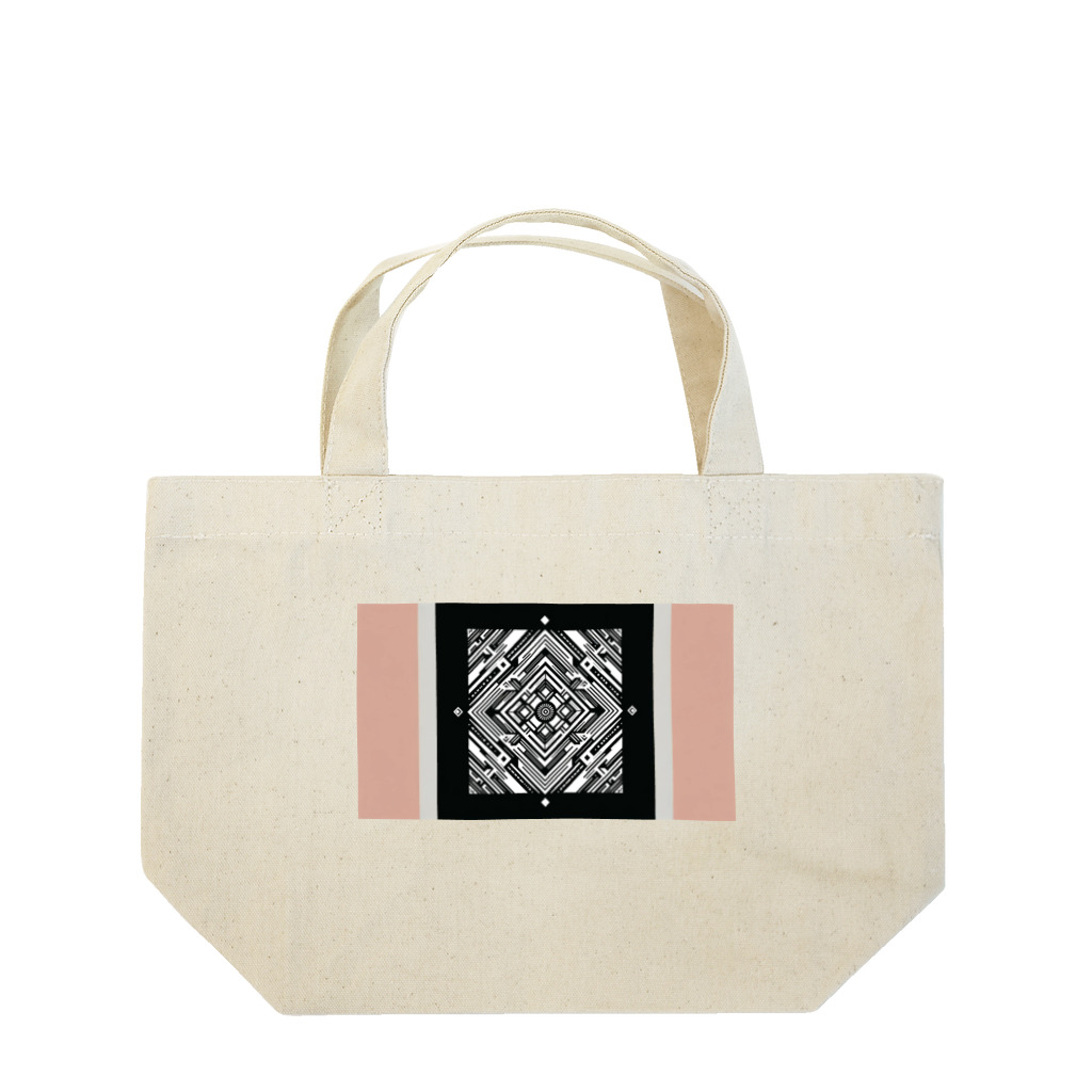 earth__のモノトーン・ゴールデンジオメトリック・アートグッズ Lunch Tote Bag