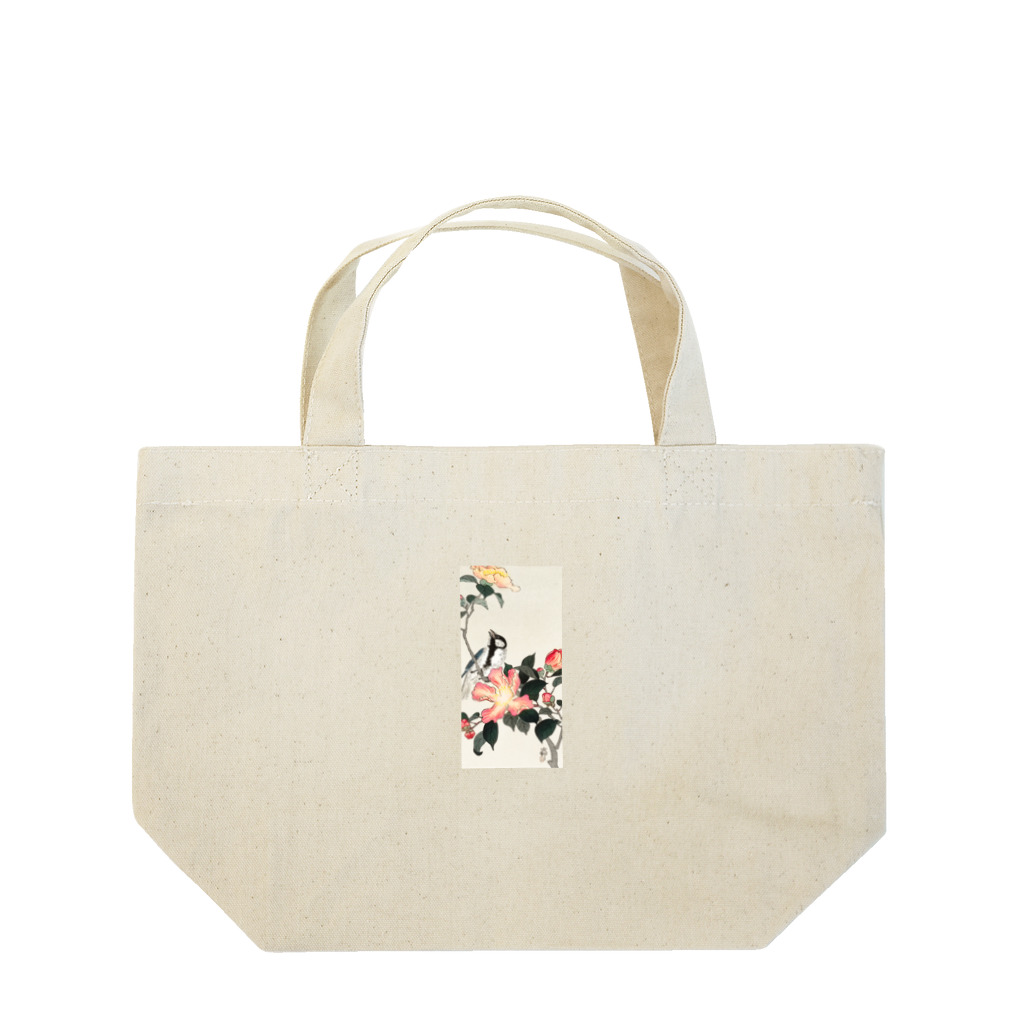 MUGEN ARTの小原古邨　椿に四十雀  Ohara Koson / Great tit on branch with pink flowers  Lunch Tote Bag