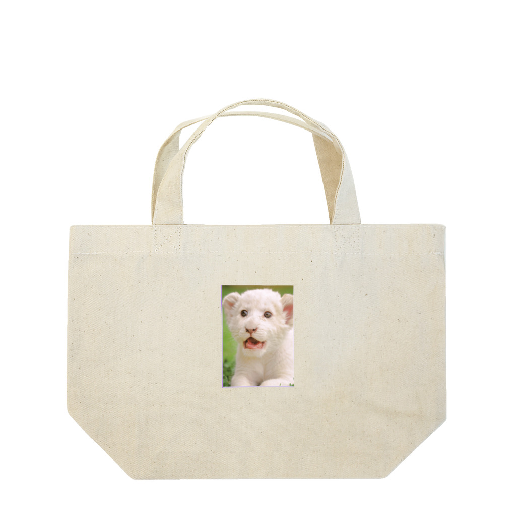 まっしろなのやんちゃなホワイトライオン Lunch Tote Bag