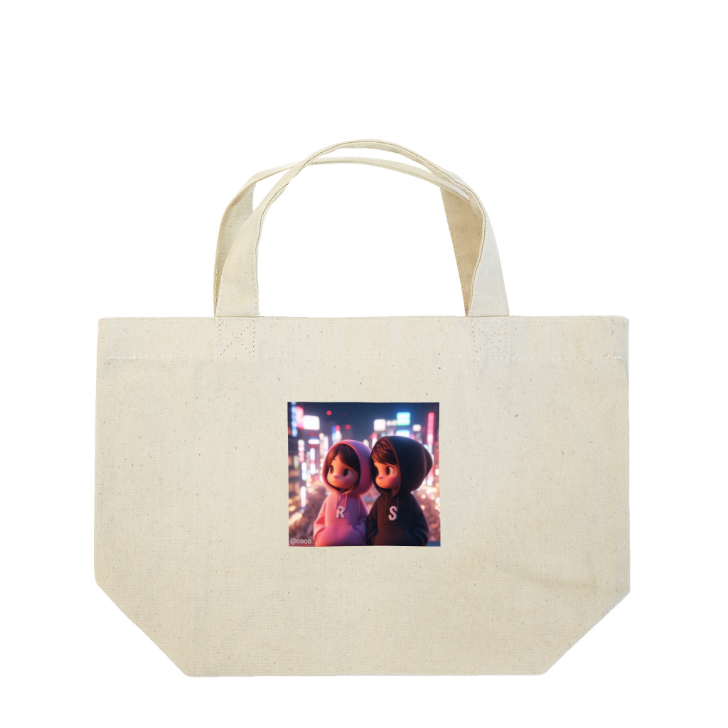 ウエディング♡カップルグッズのピクサー風カップル Lunch Tote Bag