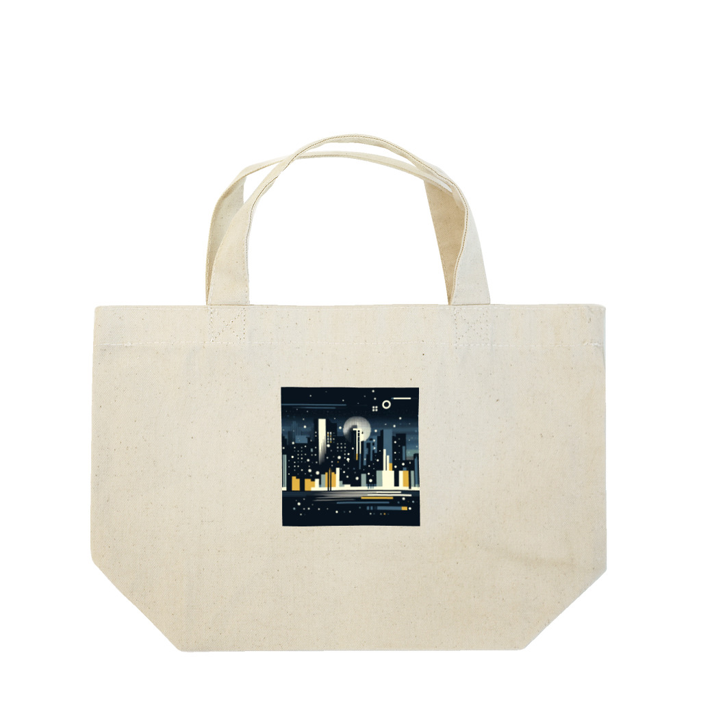 抽象画の世界の都会の夜景の抽象画 Lunch Tote Bag