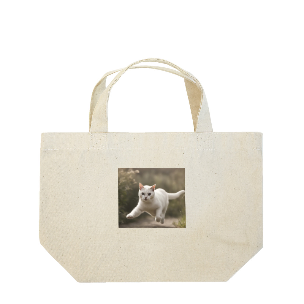 TAIYO 猫好きのフォトプリント美形白猫 Lunch Tote Bag