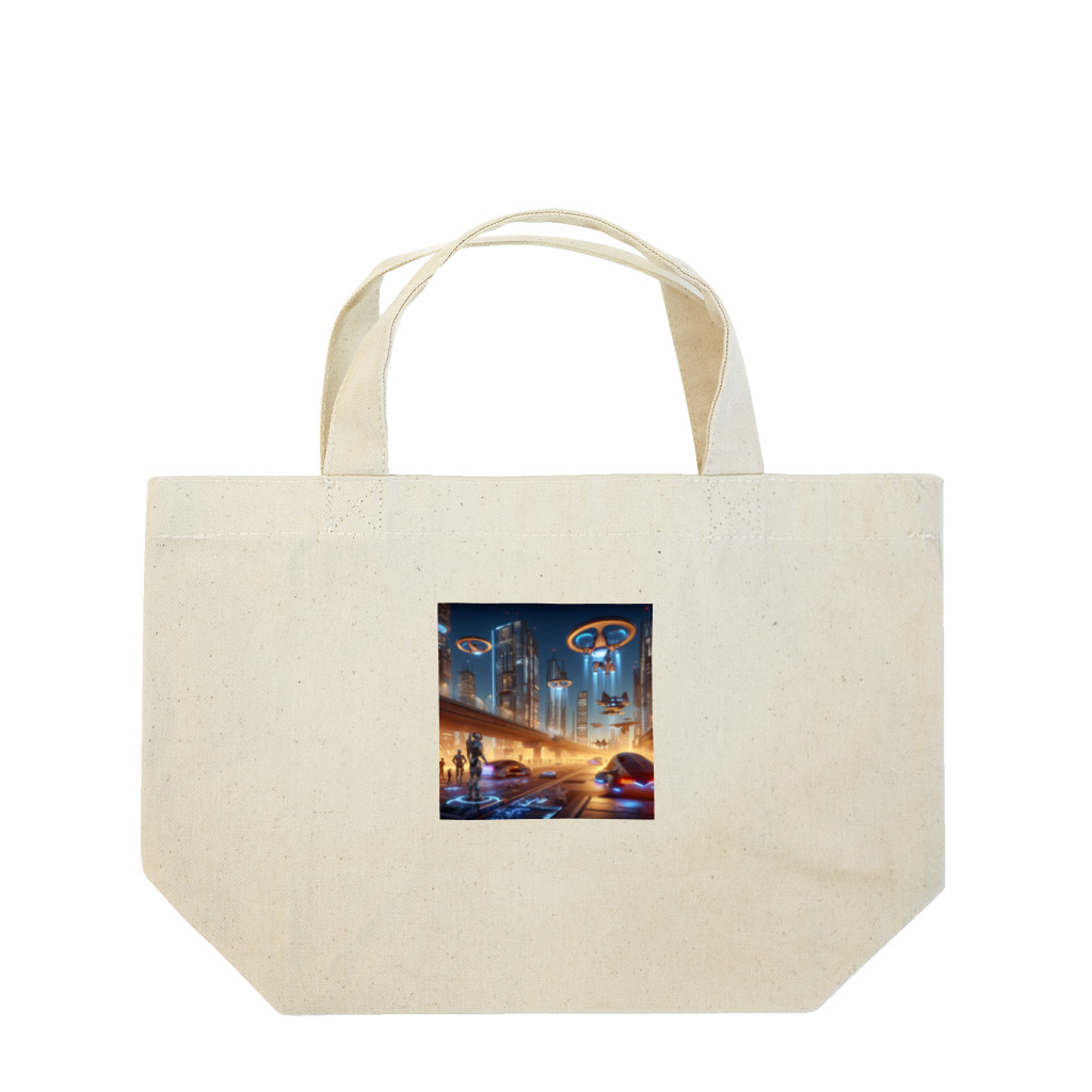 ワンダーワールド・ワンストップの未来の高層ビル大都市③ Lunch Tote Bag