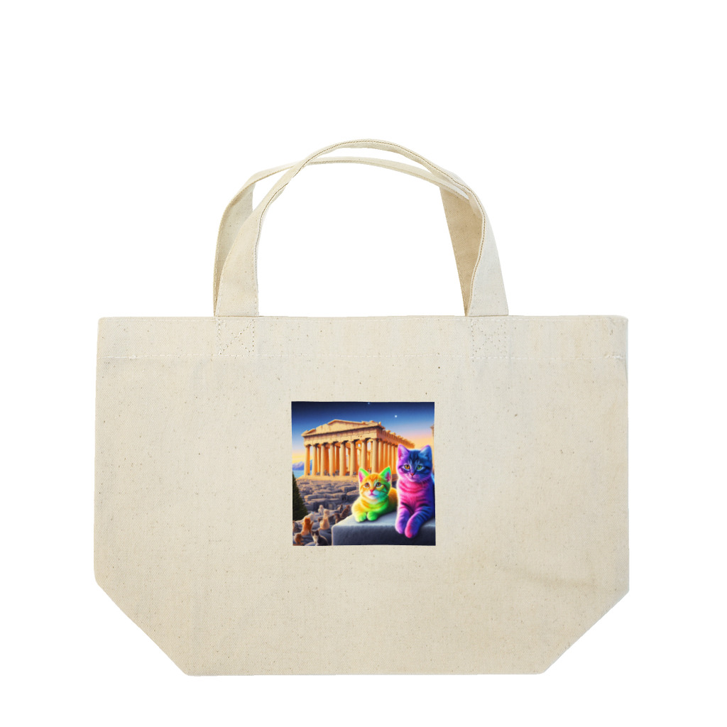ニャーちゃんショップのパルテノン神殿のキャッツ ランチトートバッグ