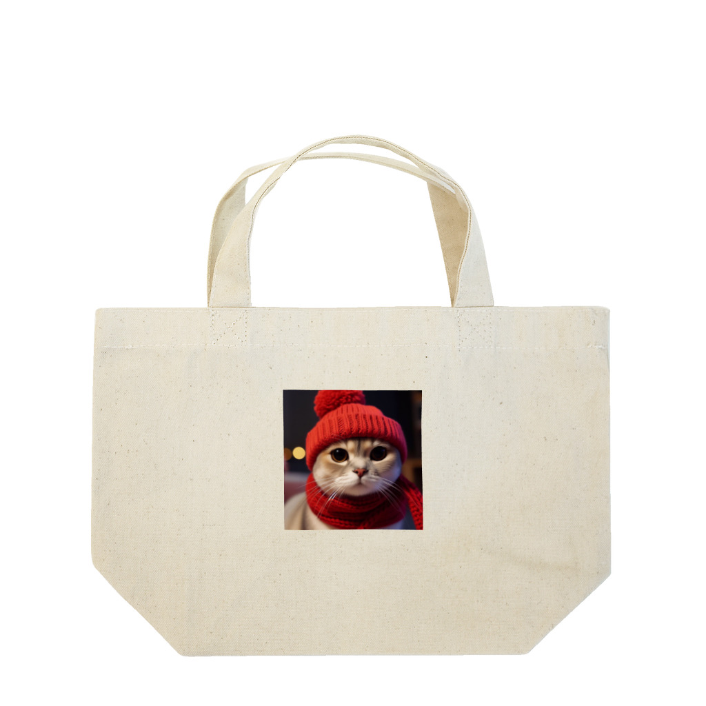 にゃんたみやの雪の日の猫 Lunch Tote Bag