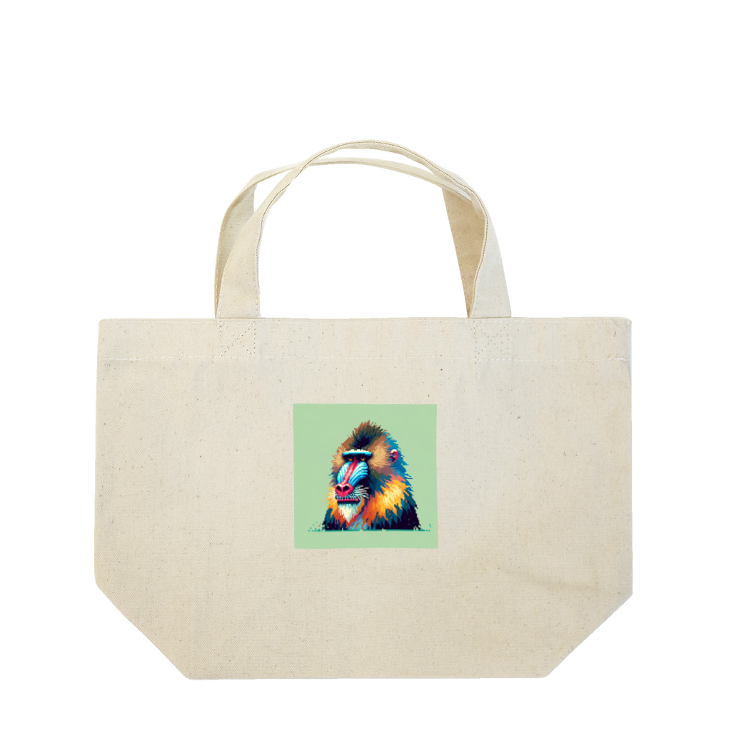 ippofumiのカラフルなマンドリルのドット絵 Lunch Tote Bag