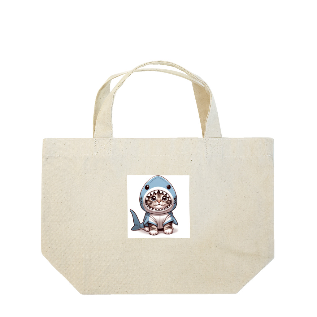 IloveCatのサメのフードを被った愛くるしい子猫 Lunch Tote Bag