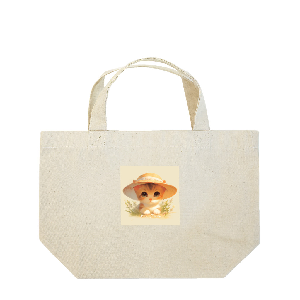 AQUAMETAVERSEの帽子をかぶった可愛い子猫 Marsa 106 Lunch Tote Bag