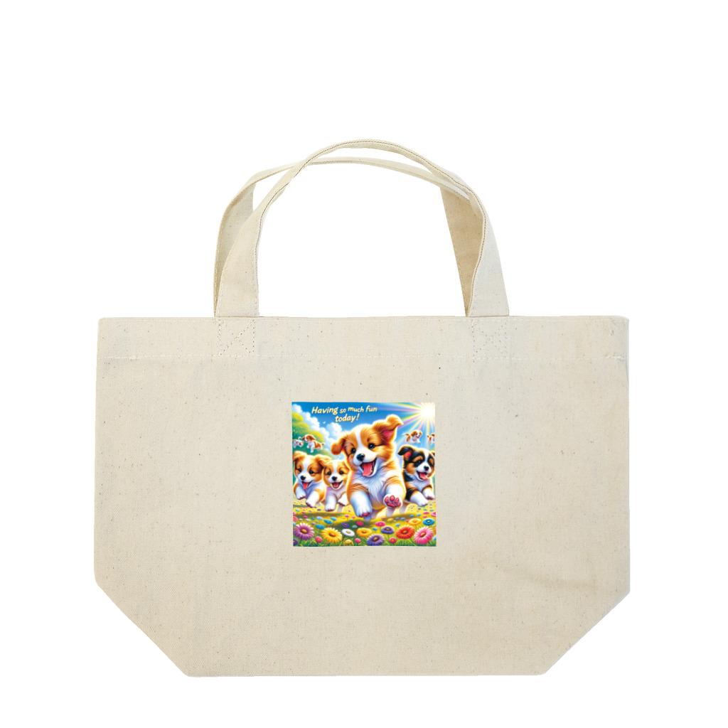 Yuya-Naganoの仲良くかけっこしてるワンちゃん達 Lunch Tote Bag