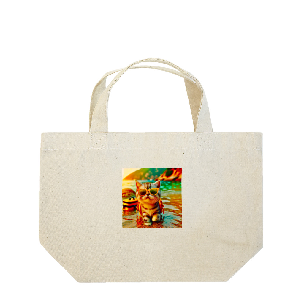 123_maのかわいい猫のイラストグッズ Lunch Tote Bag