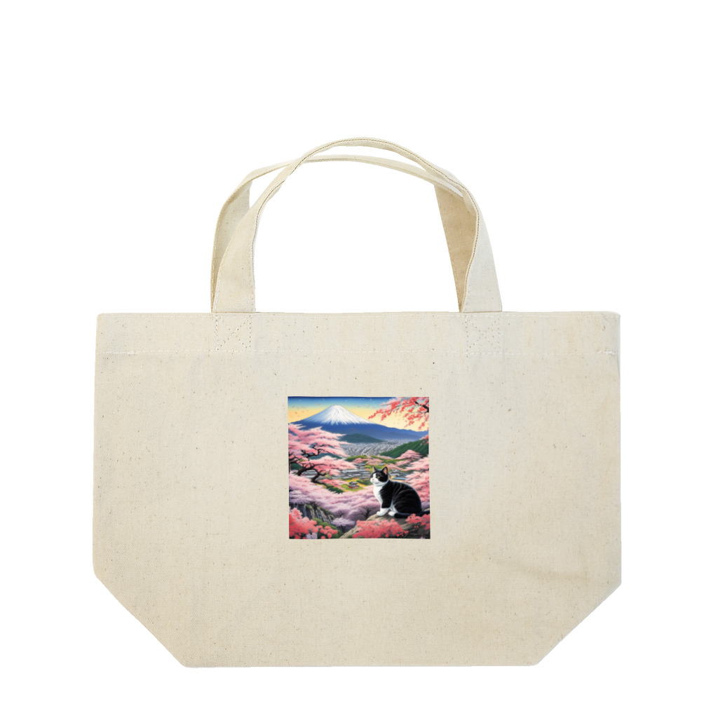 だんのんの桜と富士山と猫 ランチトートバッグ