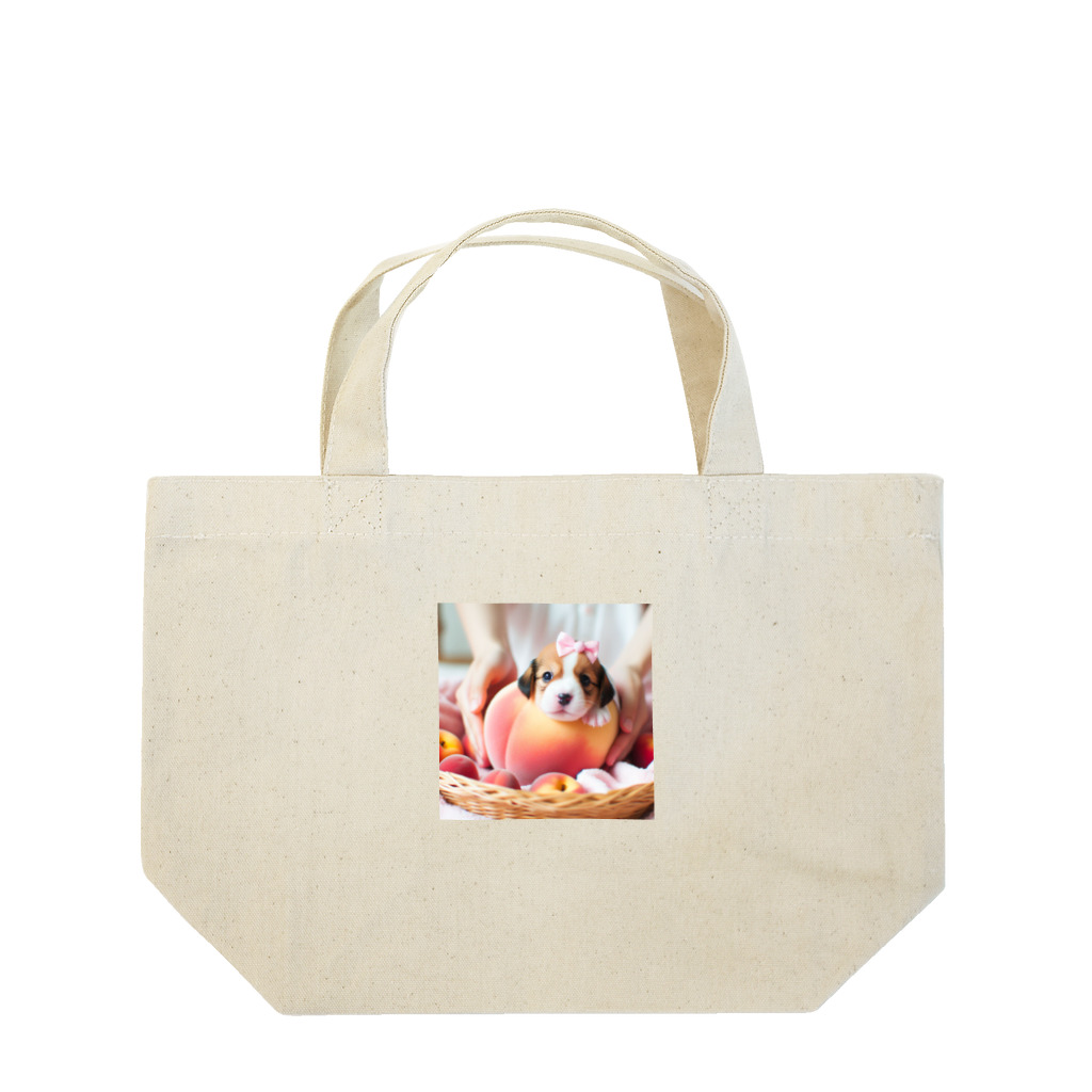 まさユキの桃から生まれ子犬 Lunch Tote Bag