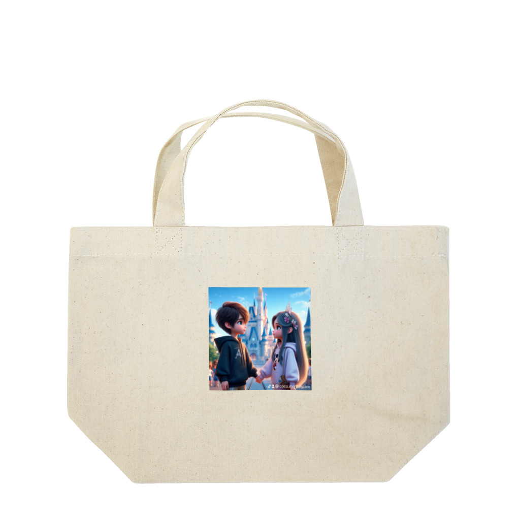 ウエディング♡カップルグッズのPIXAR風カップル Lunch Tote Bag