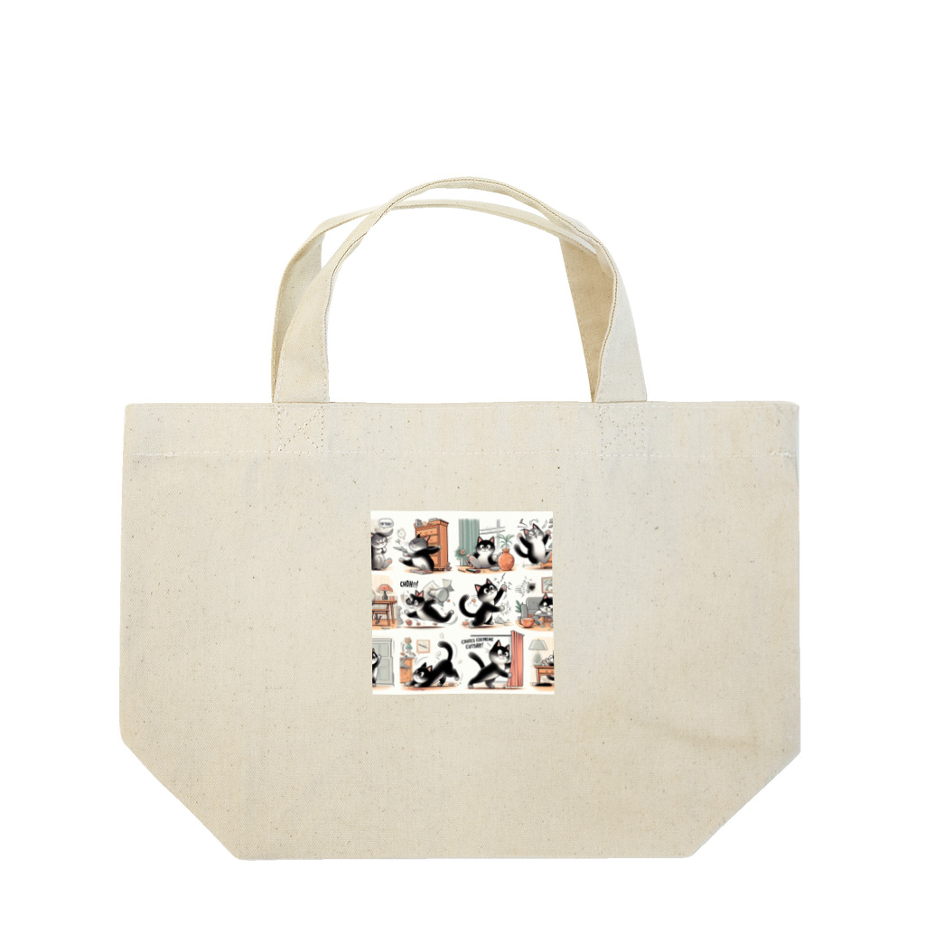 PURINPURINのブラックキャット Lunch Tote Bag