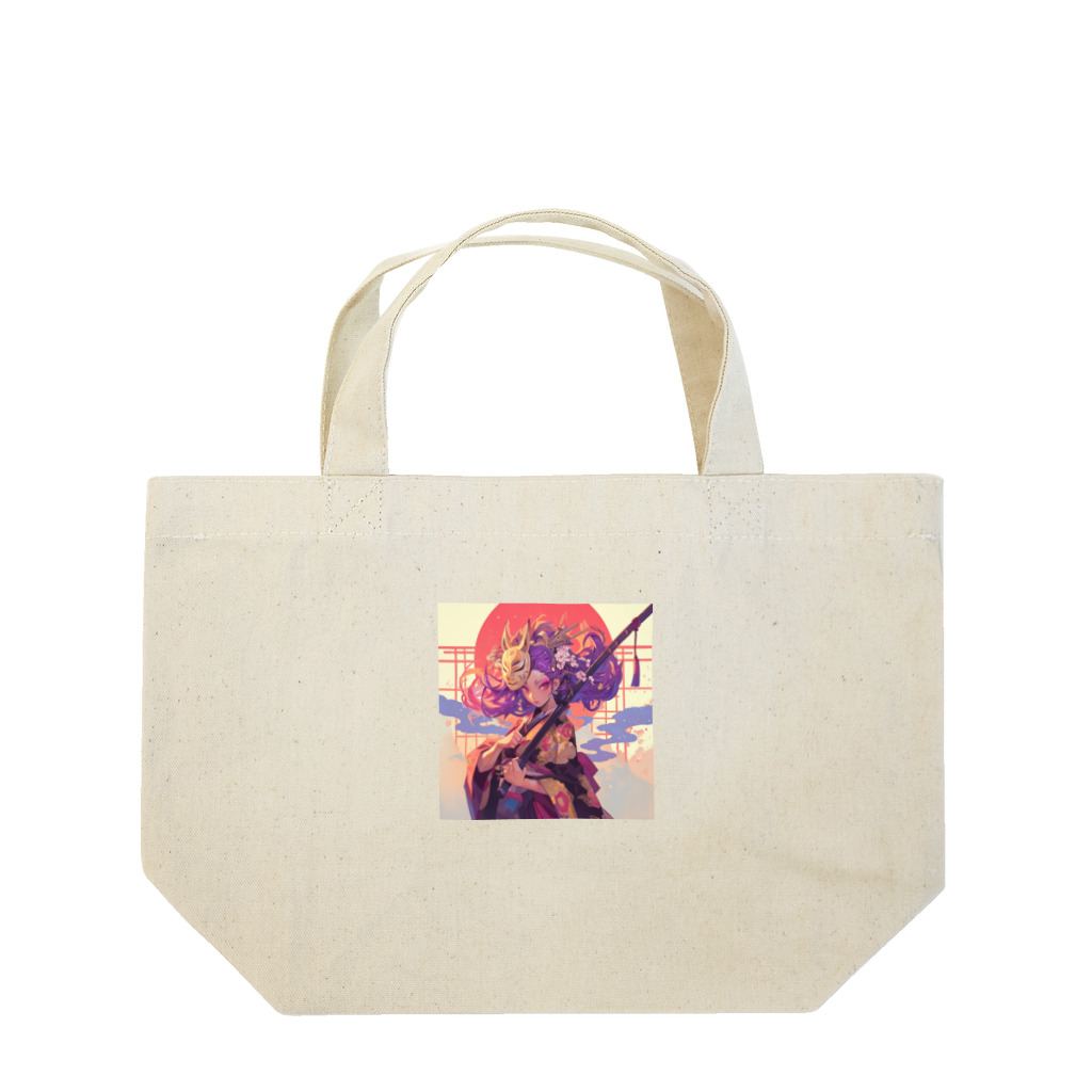 AQUAMETAVERSEの夕焼けに舞う、仮面の戦姫 Marsa 106 Lunch Tote Bag