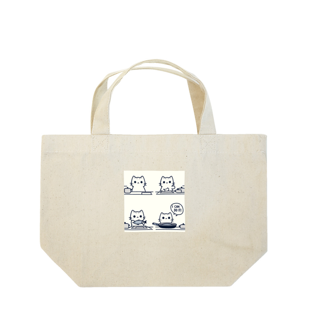 riopara0777のPositive cat　I can do it！（やればできる！） Lunch Tote Bag