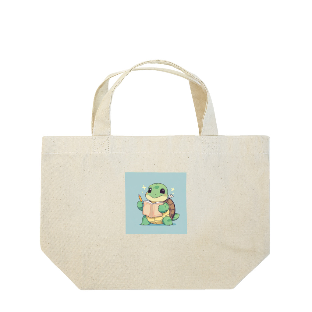 ganeshaのおもちゃの本を持ったかわいいカメ Lunch Tote Bag