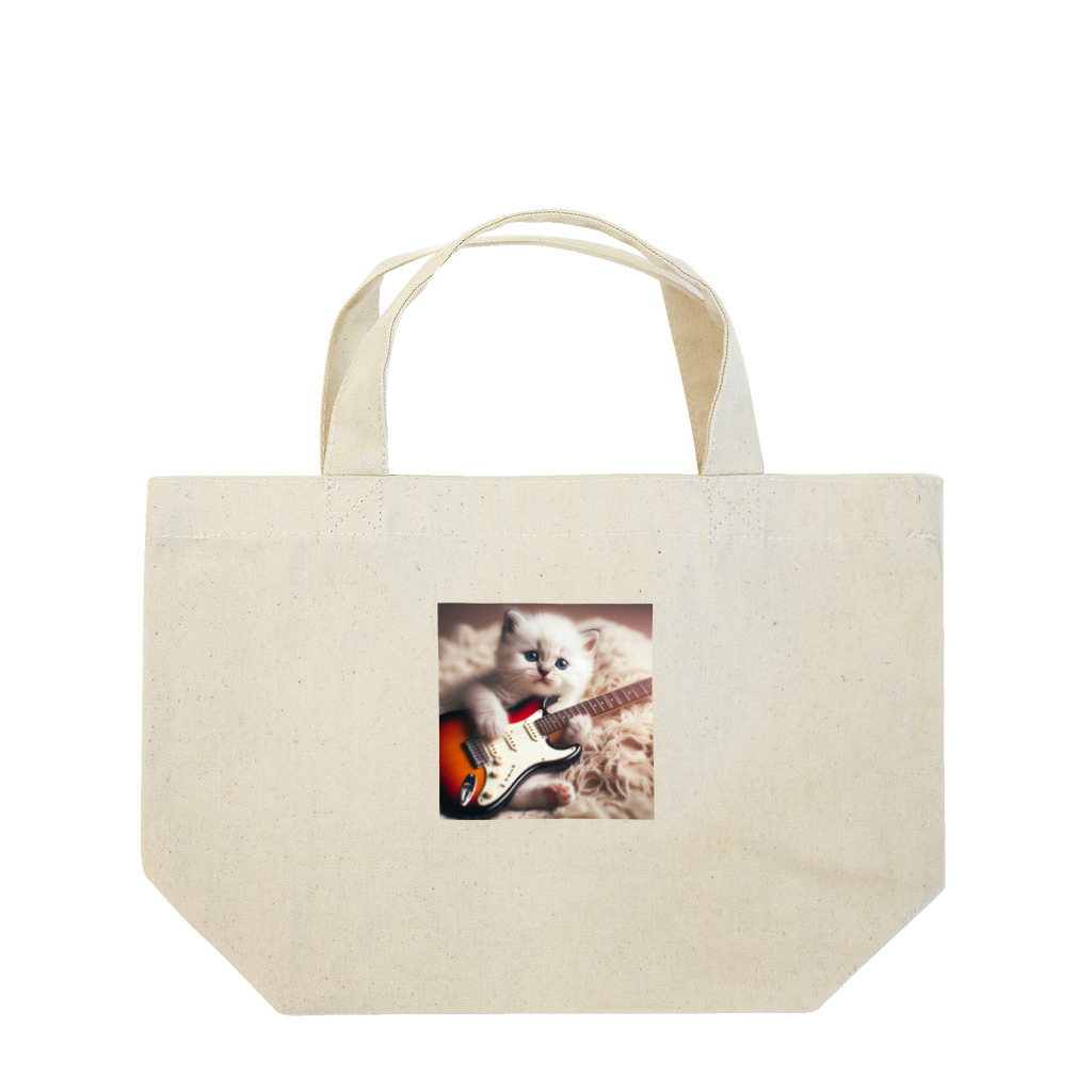 Yuji_Koroのストラトと白い子猫 ランチトートバッグ