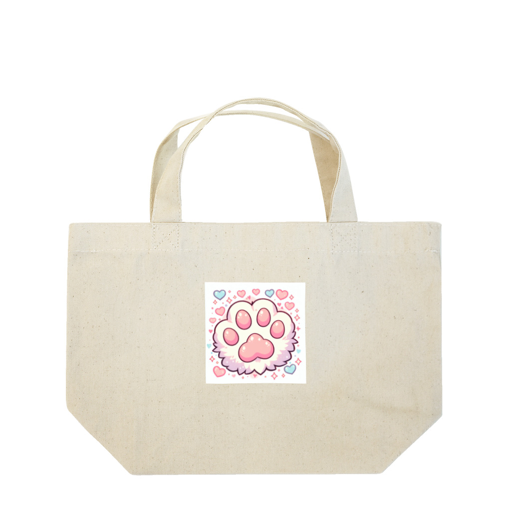 ニャンHouseのかわいいピンクの肉球 Lunch Tote Bag