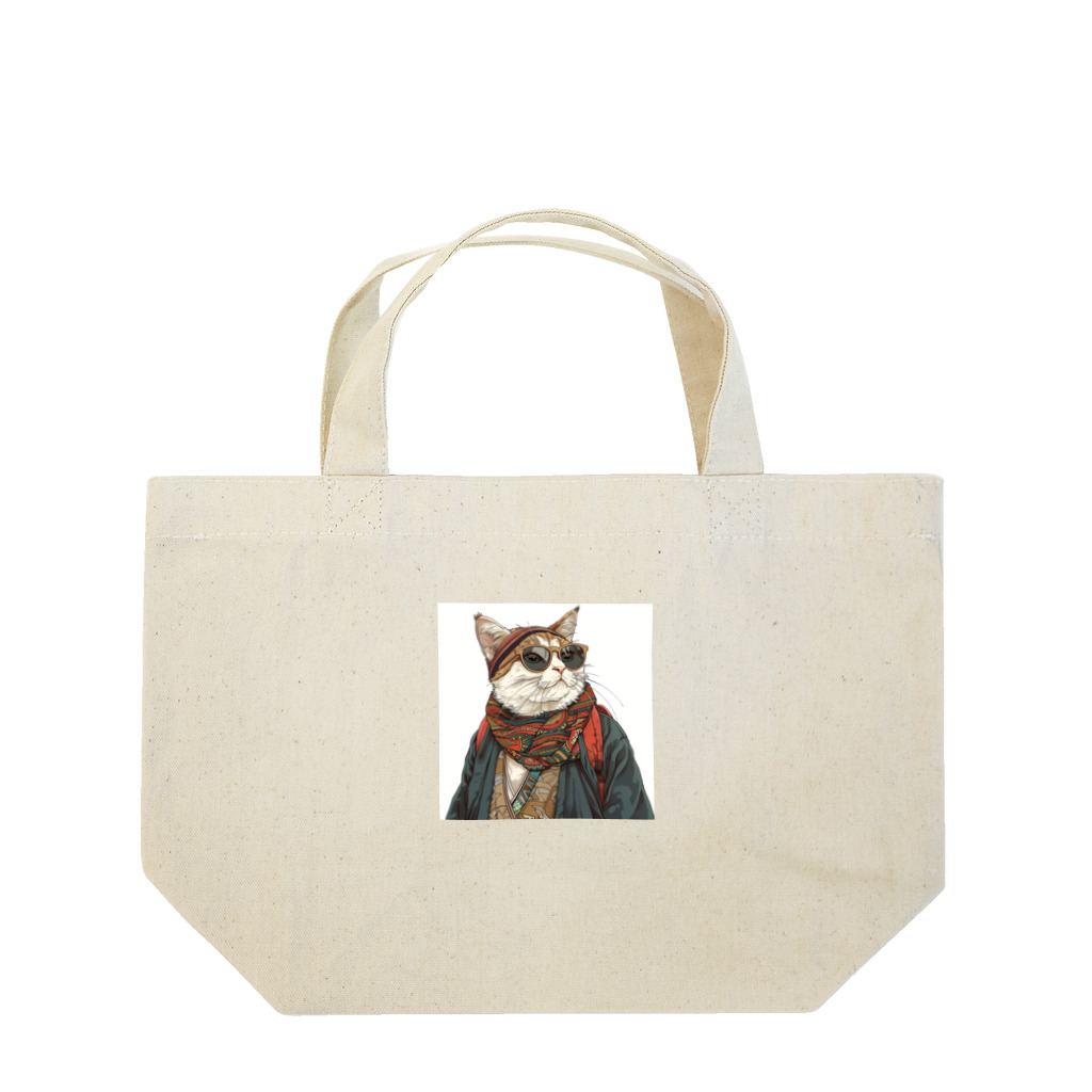 鼻ぺちゃ犬と和猫の和猫  Lunch Tote Bag