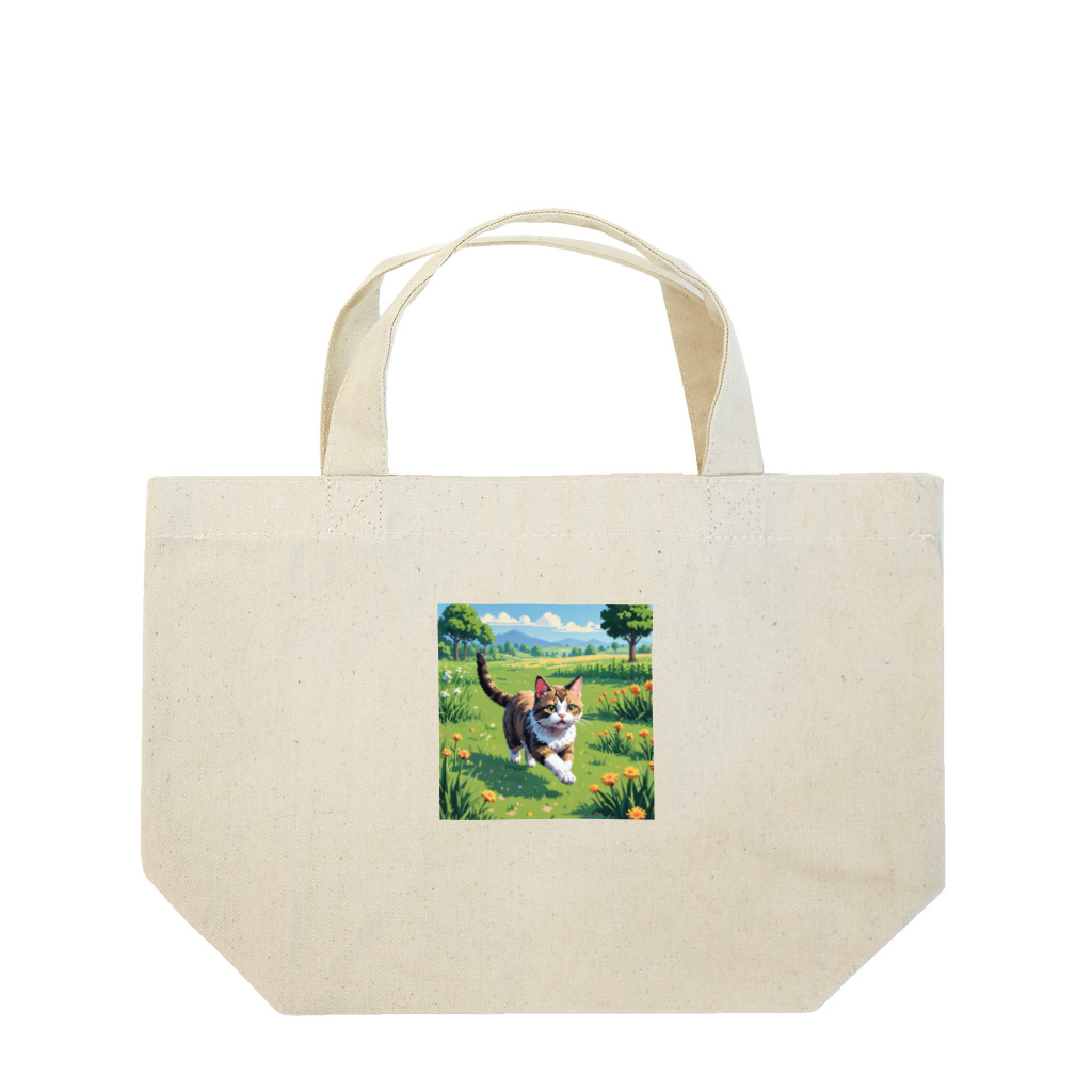 ピクセル屋(日本猫)のネコのピクセルアート Lunch Tote Bag