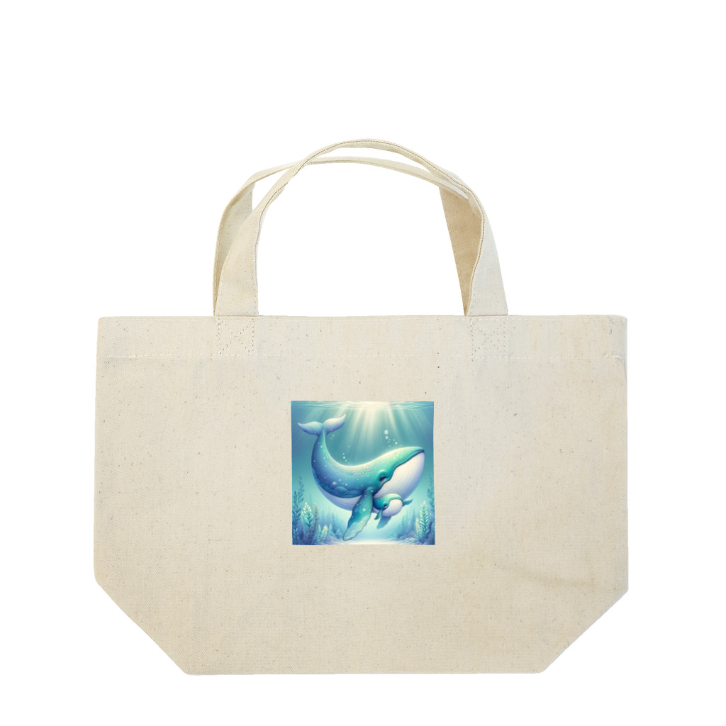 わくわく海の雑貨屋のほのぼのクジラの親子 Lunch Tote Bag