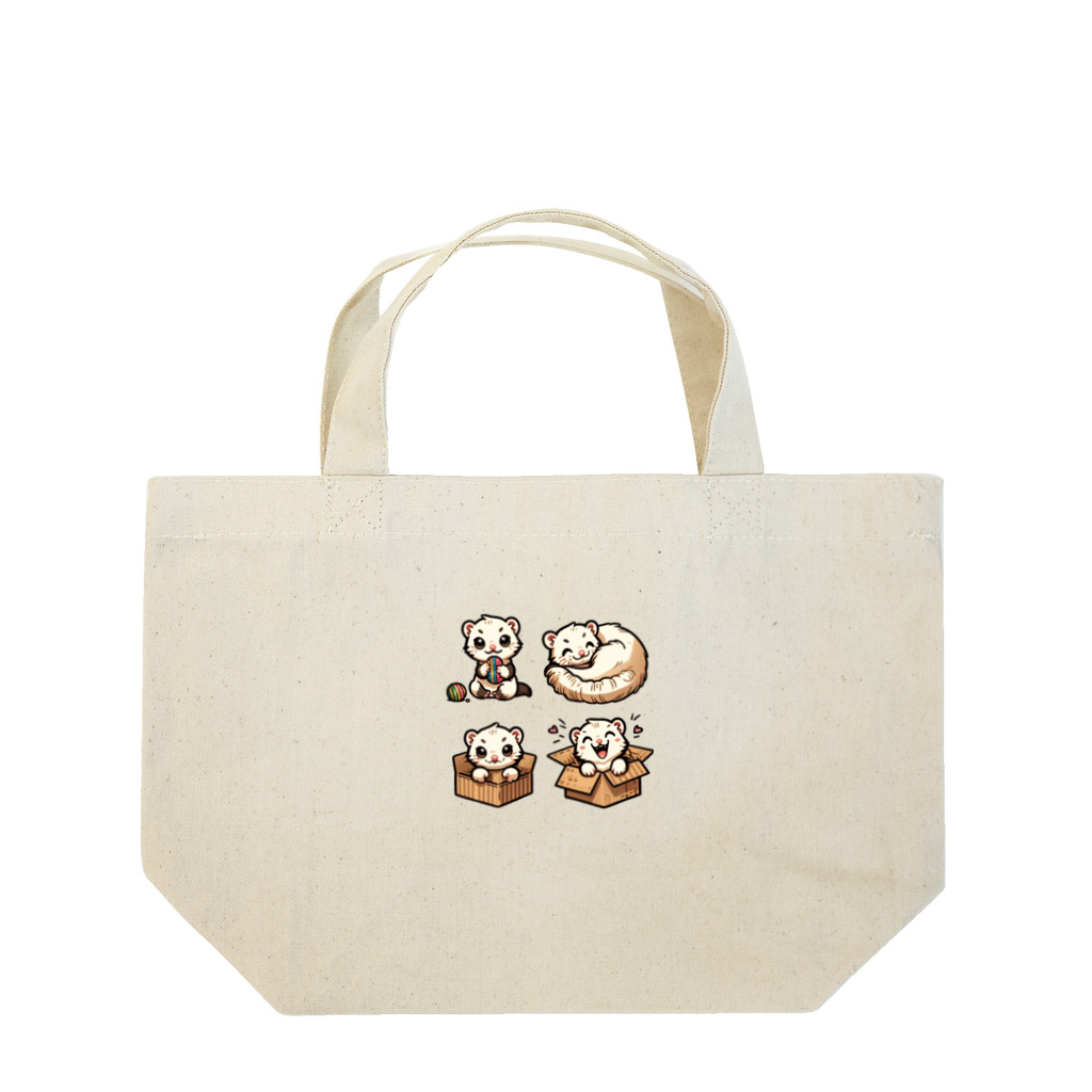 trypsin8080のかわいいフェレットおはよう！！ Lunch Tote Bag