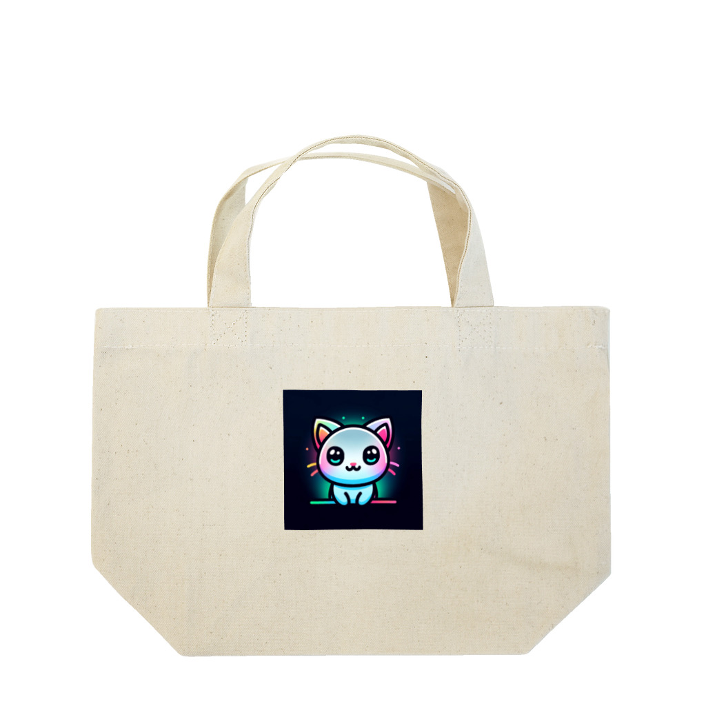 キャピキャピのネオン系の可愛い猫 Lunch Tote Bag