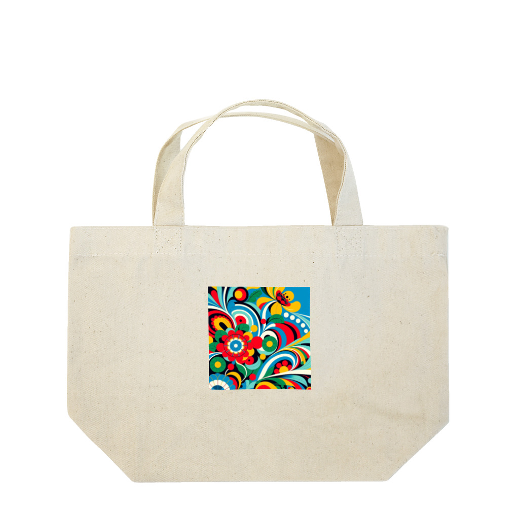 saqui.comのブルーベースの北欧柄 Lunch Tote Bag