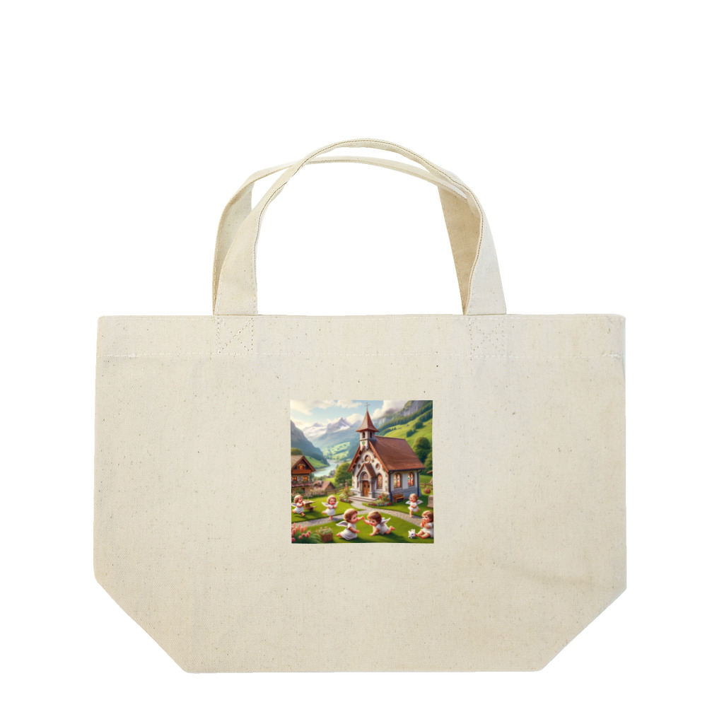 天使の館の教会で遊んでる天使たち Lunch Tote Bag