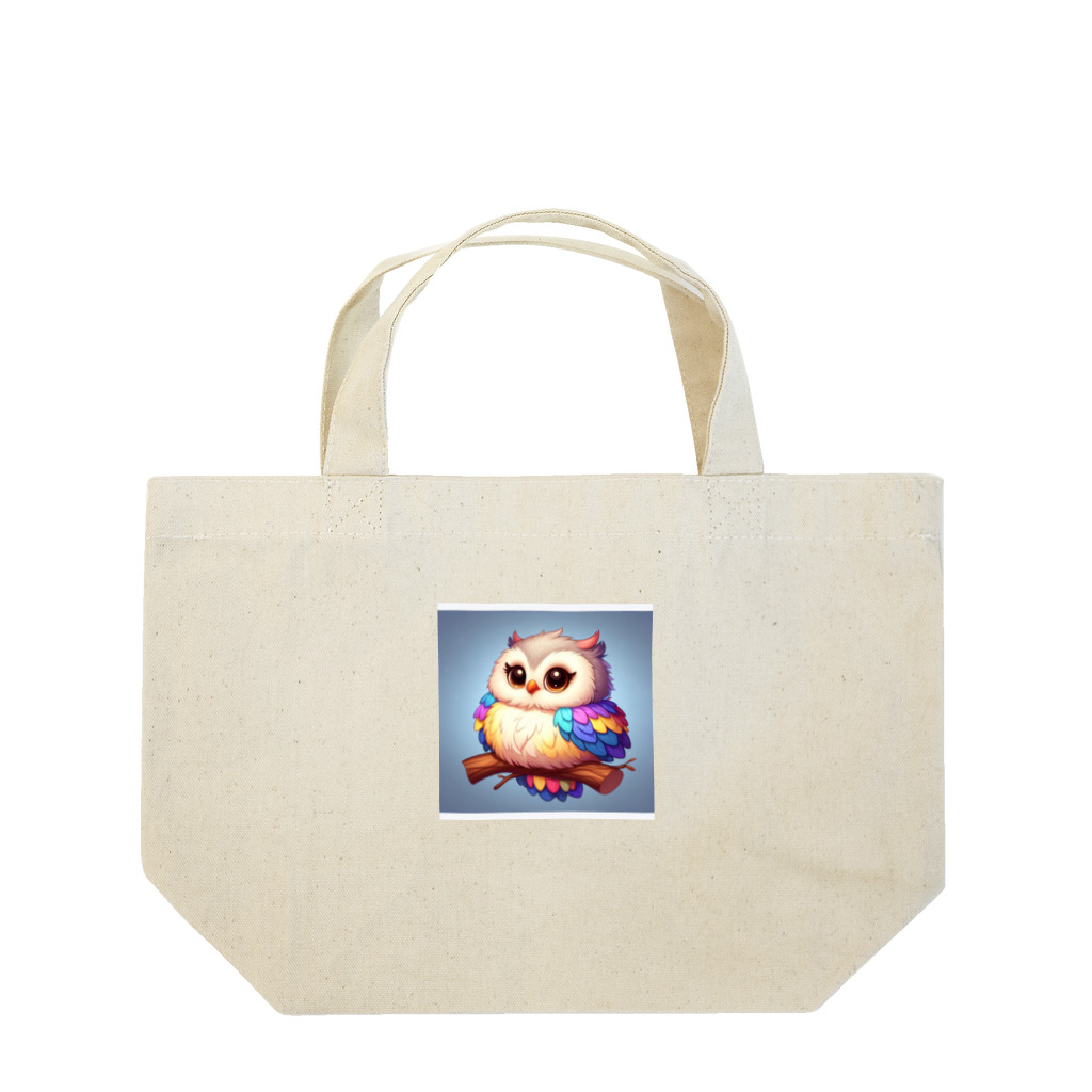 mame1103の虹色幸ふくろう Lunch Tote Bag